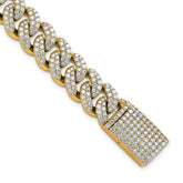 10 Karat 9 1/6 carat Lab Grown Diamond VS/SI+ G+ Complete 4mm Pav‚ Cuban Link 8 Bracelet | Sophia Jewelers