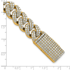 10 Karat 11 3/8 carat Lab Grown Diamond VS/SI+ G+ Complete 4mm Pav‚ Cuban Link 8 Bracelet - View 5