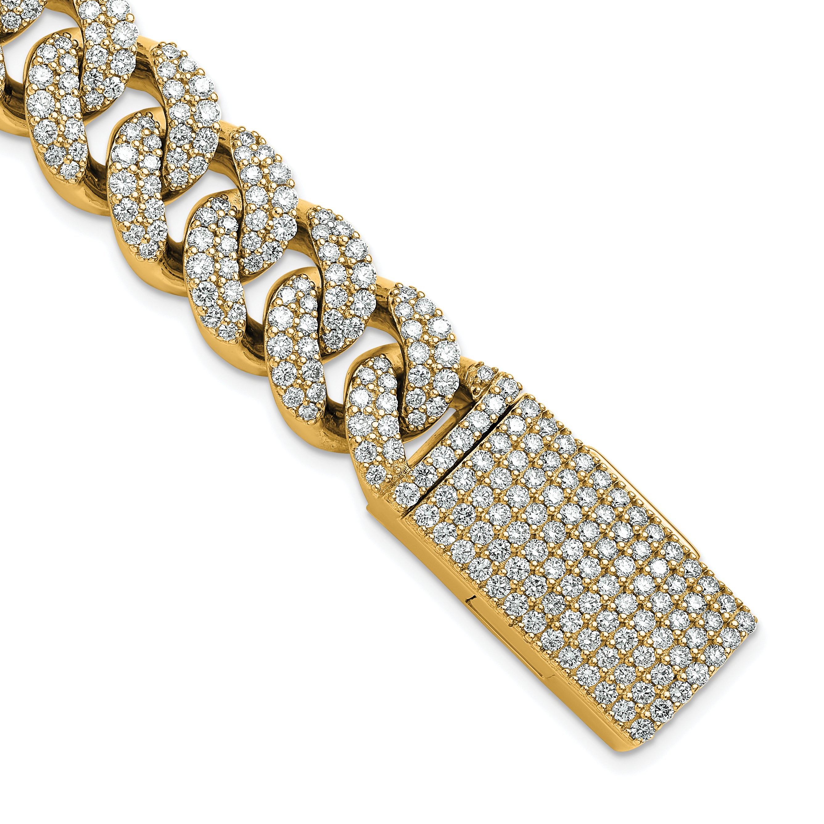 10 Karat 11 3/8 carat Lab Grown Diamond VS+ F+ Complete 4mm Pav‚ Cuban Link 8 Bracelet | Sophia Jewelers