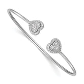 14K White Gold Polished Complete 1/2 carat Diamond Heart Flexible Cuff Bangle Bracelet