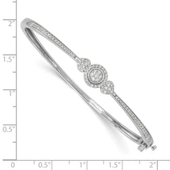 14K White Gold Complete 1/2 carat Diamond Halo Hinged Oval Bangle Bracelet