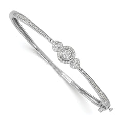 14K White Gold Complete 1/2 carat Diamond Halo Hinged Oval Bangle Bracelet