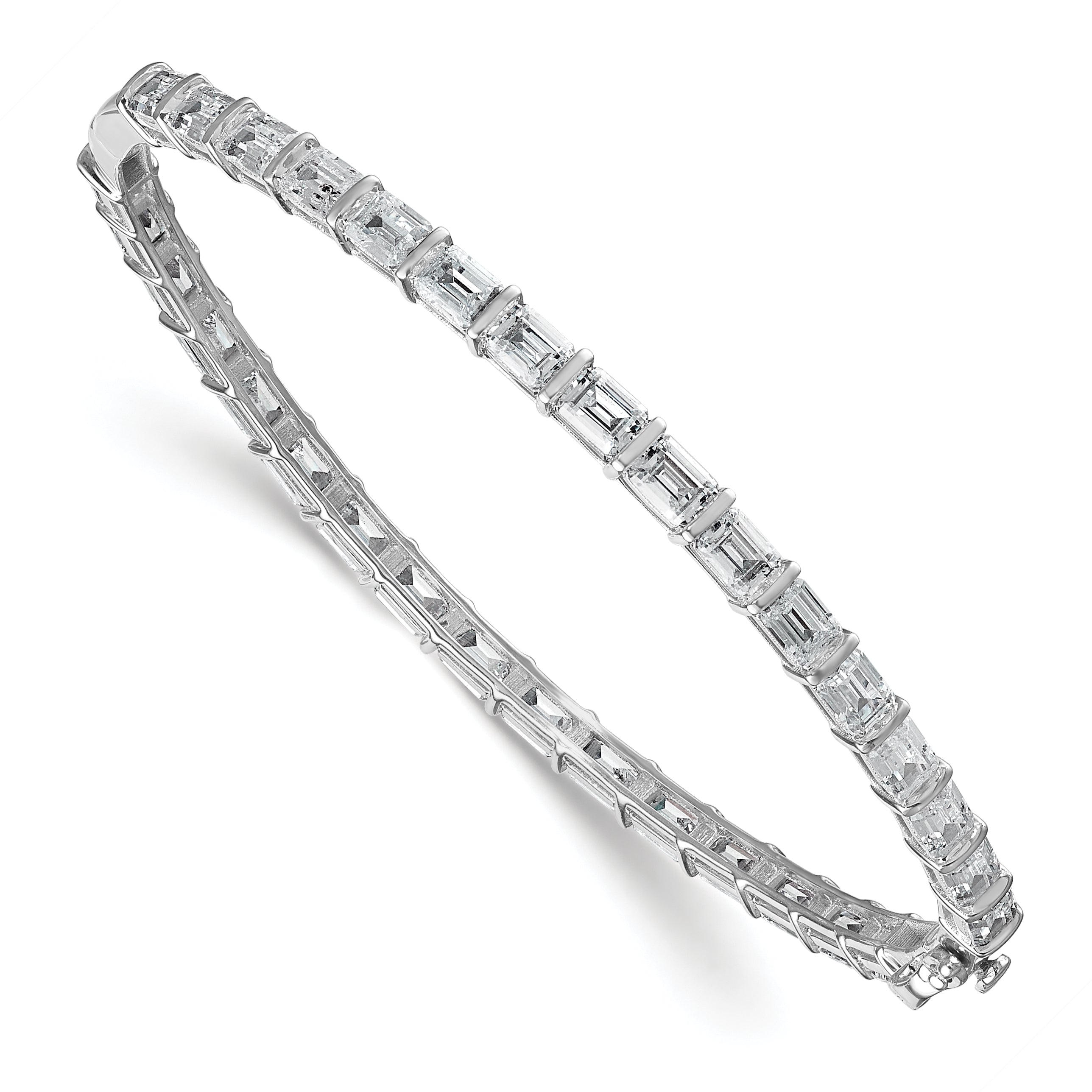 True Origin 14K White Gold 7 5/8 carat Lab Grown Diamond VS+ F+ 7.5 in Complete Bangle