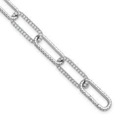 True Origin 14k White Gold 4 carat Lab Grown Diamond VS+ F+ 8 inch Link Bracelet with a 1 inch extension