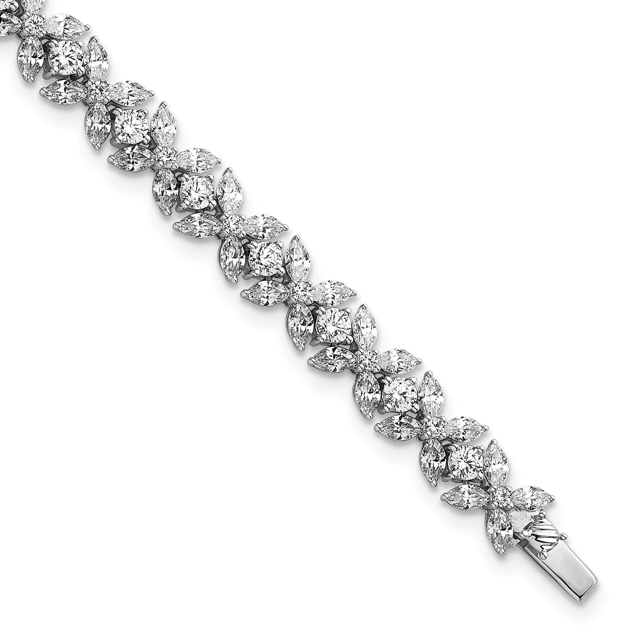 14k White Gold 6 3/4 carat Lab Grown Diamond VS+ F+ Complete Fashion Tennis Bracelet