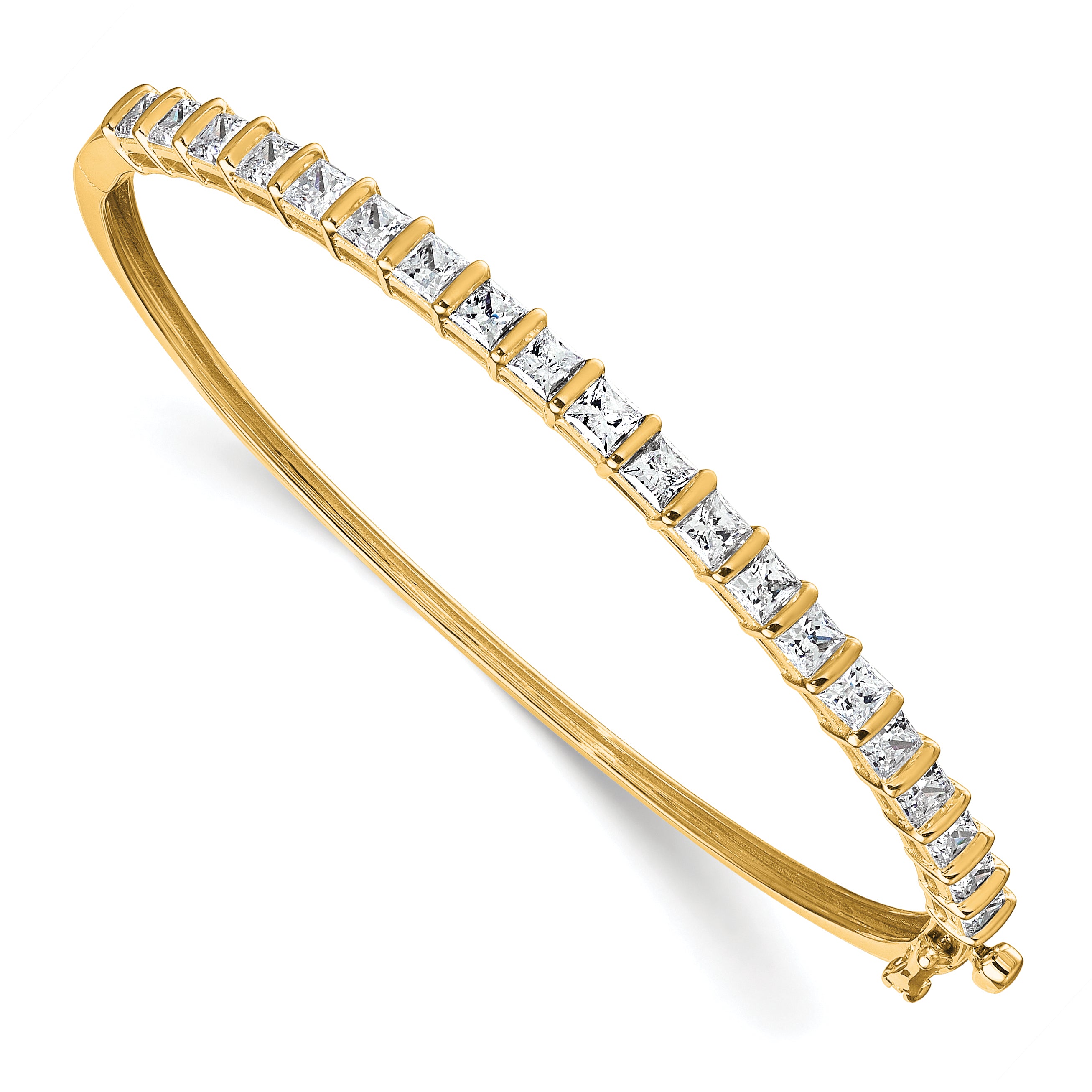 14k 3 5/8 carat Lab Grown Diamond VS+ F+ Complete Hinged Bangle