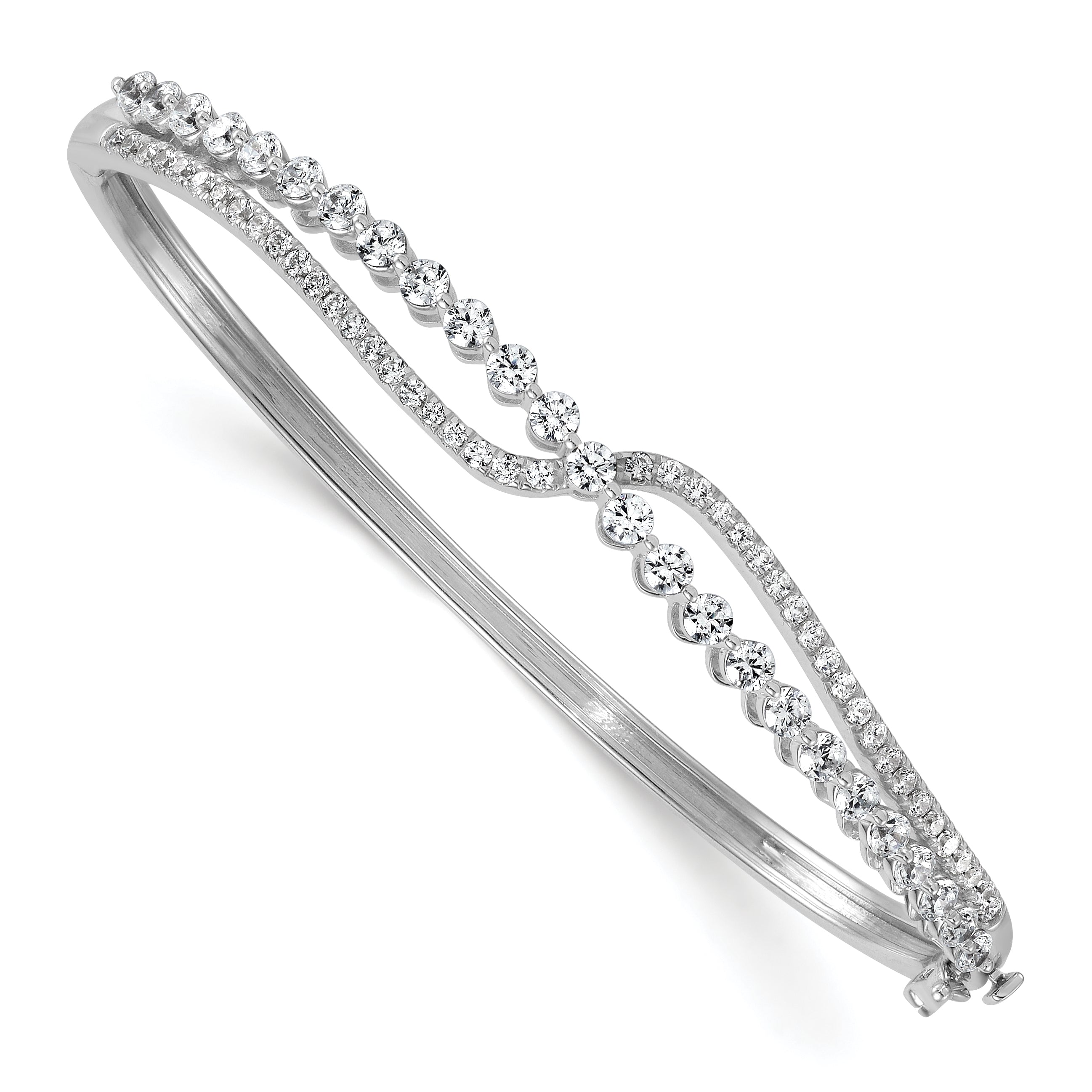14k White Gold 2 1/8 carat Lab Grown Diamond VS+ F+ Complete Bangle