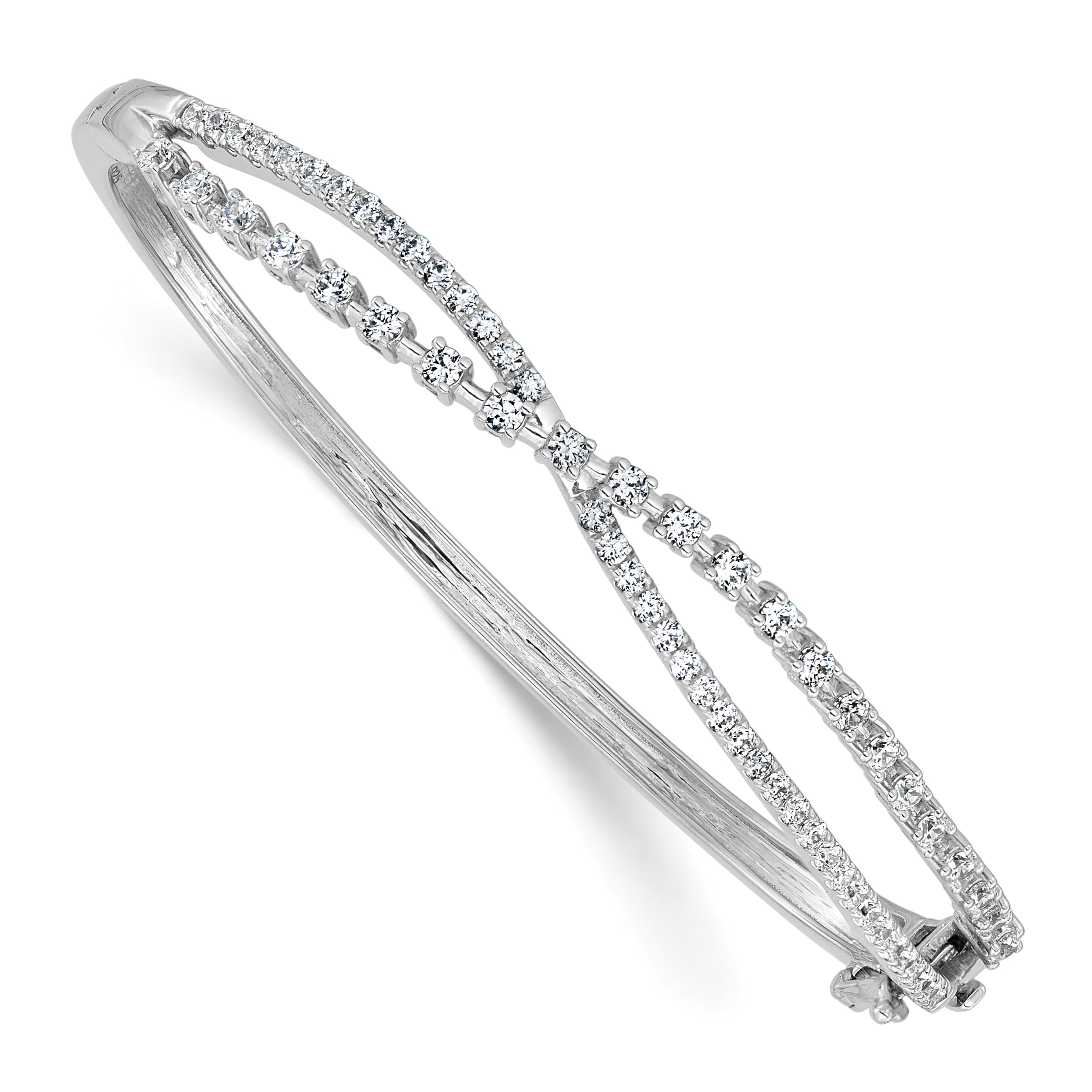 14k White Gold 1 3/8 carat Lab Grown Diamond VS+ F+ Complete Bangle