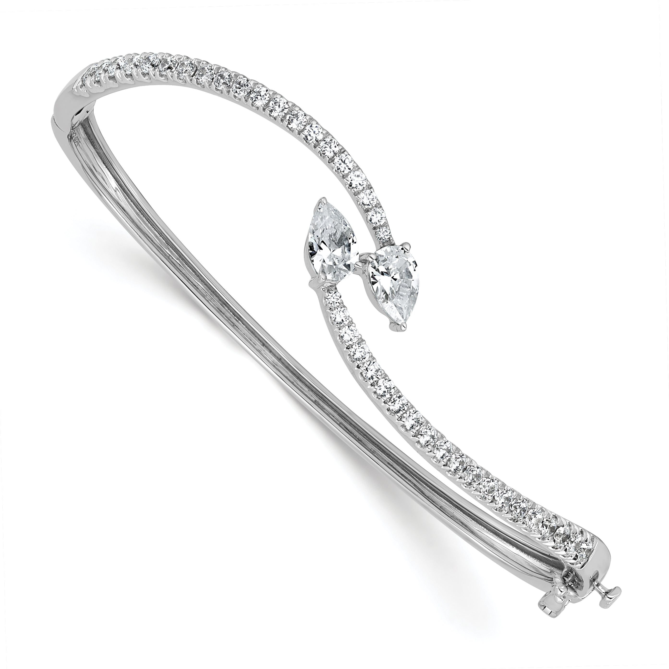 14k White Gold 1 7/8 carat Lab Grown Diamond VS+ F+ Complete Bangle