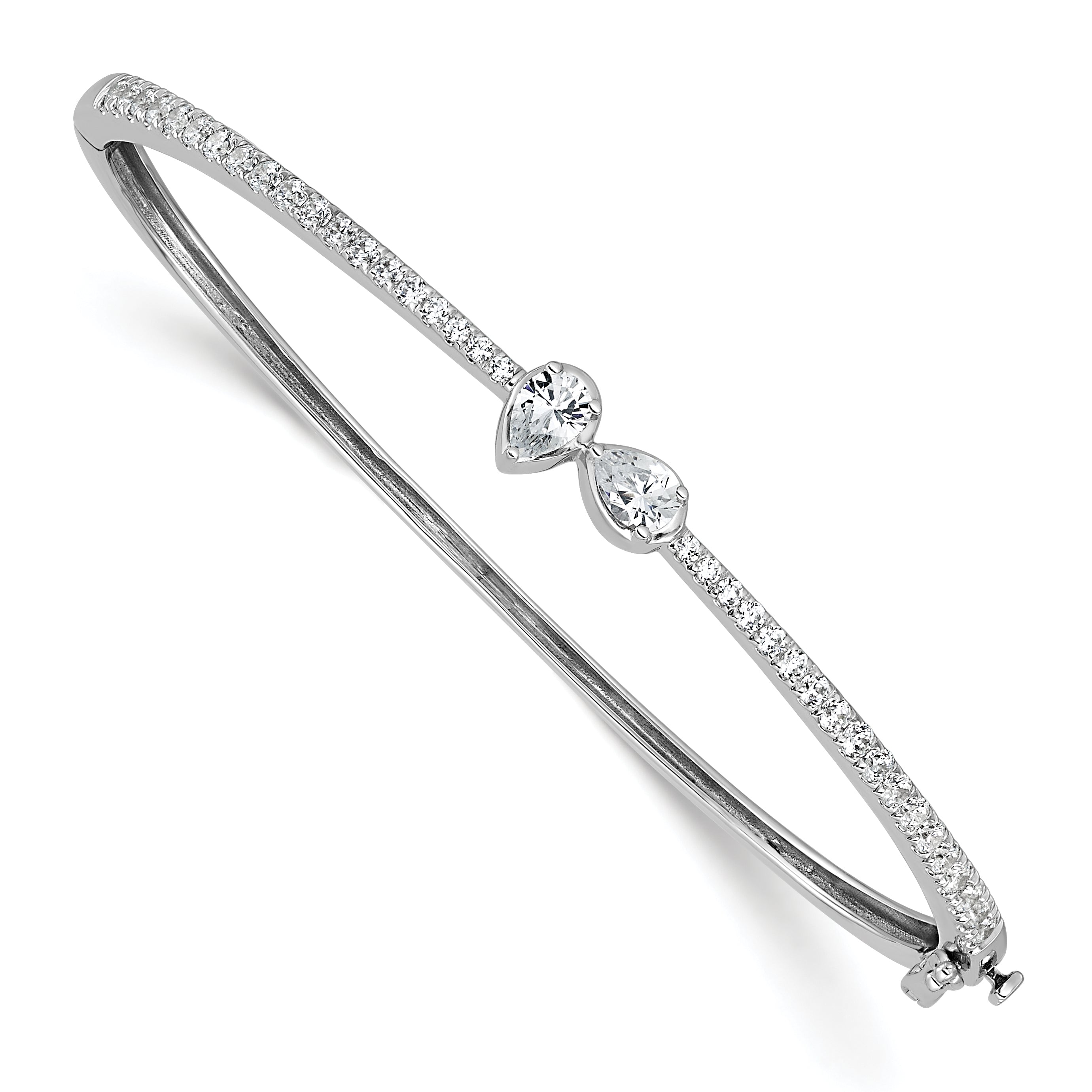 14k White Gold 1 1/6 carat Lab Grown Diamond VS+ F+ Complete Bangle
