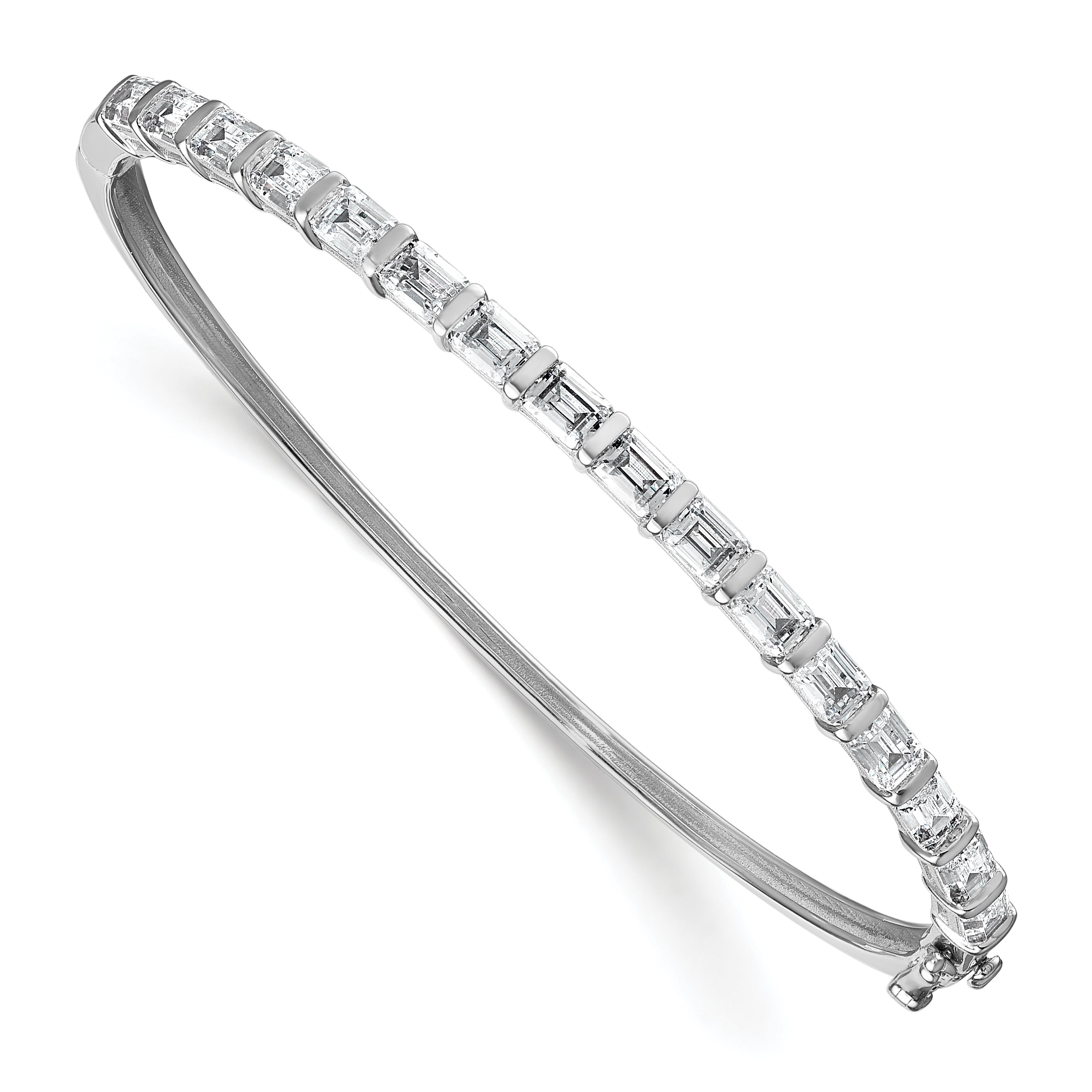 14k White Gold 3 1/4 carat Lab Grown Diamond VS+ F+ Complete Bangle