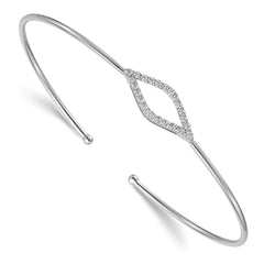 14k White Gold 1/4 carat Lab Grown Diamond VS/SI+ G+ Flexible Cuff Bangle Bracelet