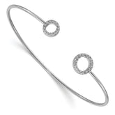 14k White Gold 1/4 carat Lab Grown Diamond VS/SI+ G+ Circle Flexible Cuff Bangle Bracelet