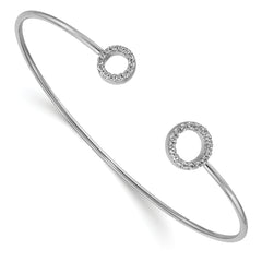 14k White Gold 1/4 carat Lab Grown Diamond VS/SI+ G+ Circle Flexible Cuff Bangle Bracelet