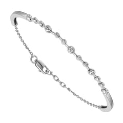 14k White Gold Complete 1/4 carat Diamond Half-Bangle 6.75 inch Bracelet with 0.5 inch Extender
