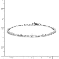 14k White Gold Complete 1/4 carat Diamond Half-Bangle 6.75 inch Bracelet with 0.5 inch Extender
