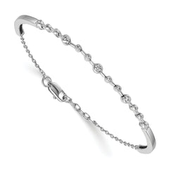 14k White Gold Complete 1/4 carat Diamond Half-Bangle 6.75 inch Bracelet with 0.5 inch Extender