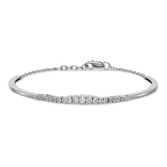 14k White Gold 3/4 carat Lab Grown Diamond VS/SI+ G+ Graduated Bangle Bracelet