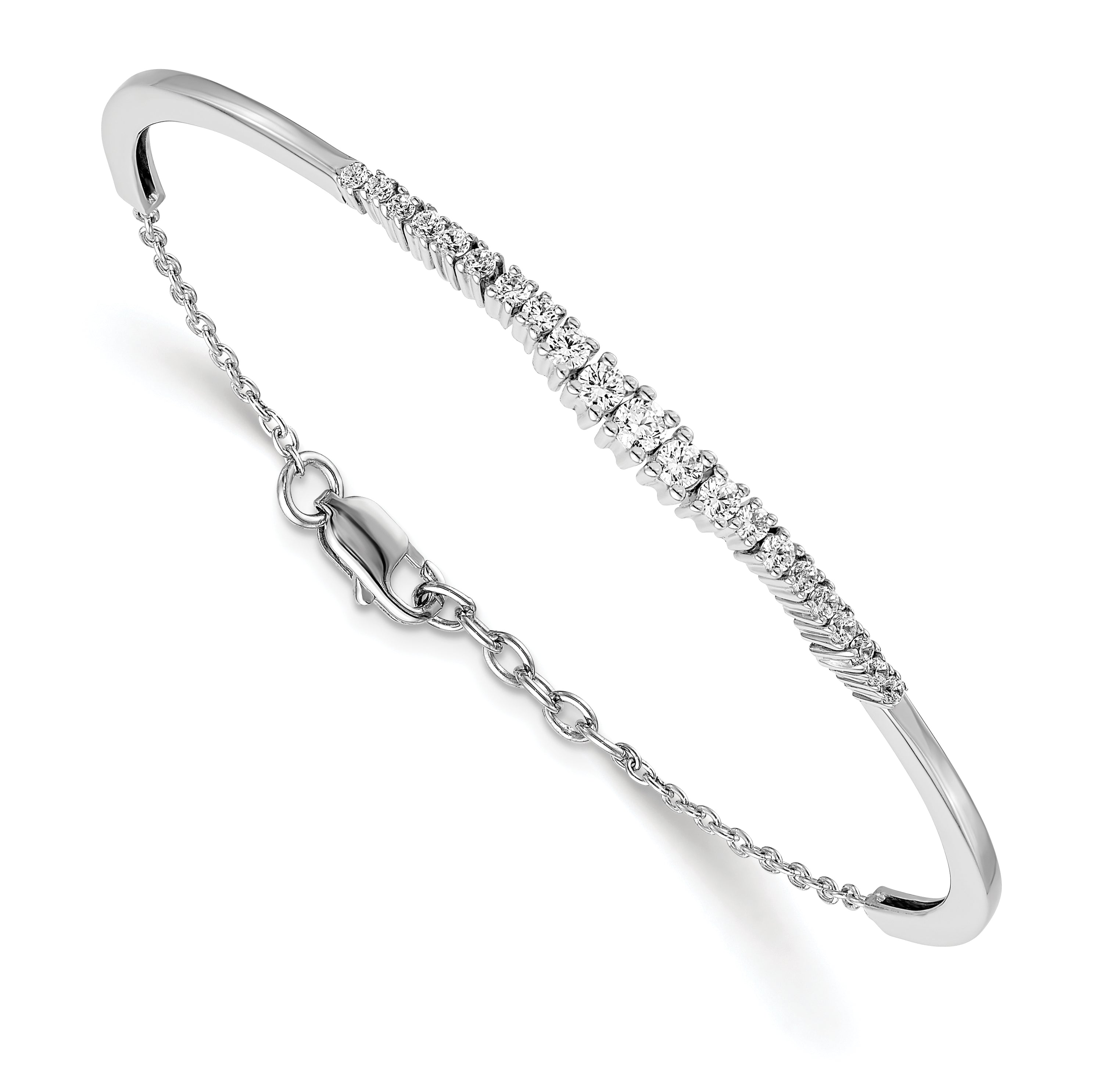 14k White Gold 3/4 carat Lab Grown Diamond VS/SI+ G+ Graduated Bangle Bracelet