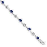 10k White Gold Blue Sapphire/White Sapphire Bracelet