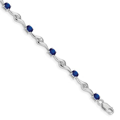 10k White Gold Blue Sapphire/White Sapphire Bracelet