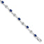 Oval Round Blue Sapphire & White Sapphire Bracelet in 14K White Gold, 7 Inch - Sophia Jewelers