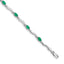 14k White Gold Complete Diamond and Oval Emerald Wavy Link 7 inch Bracelet