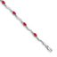 14k White Gold Complete Diamond and Oval Ruby Wavy Link 7 inch Bracelet - Sophia Jewelers