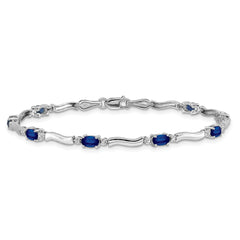 10k White Gold Diamond and Sapphire Bracelet