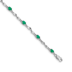 10k White Gold Diamond and Emerald Bracelet
