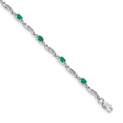 10k White Gold Diamond and Emerald Bracelet