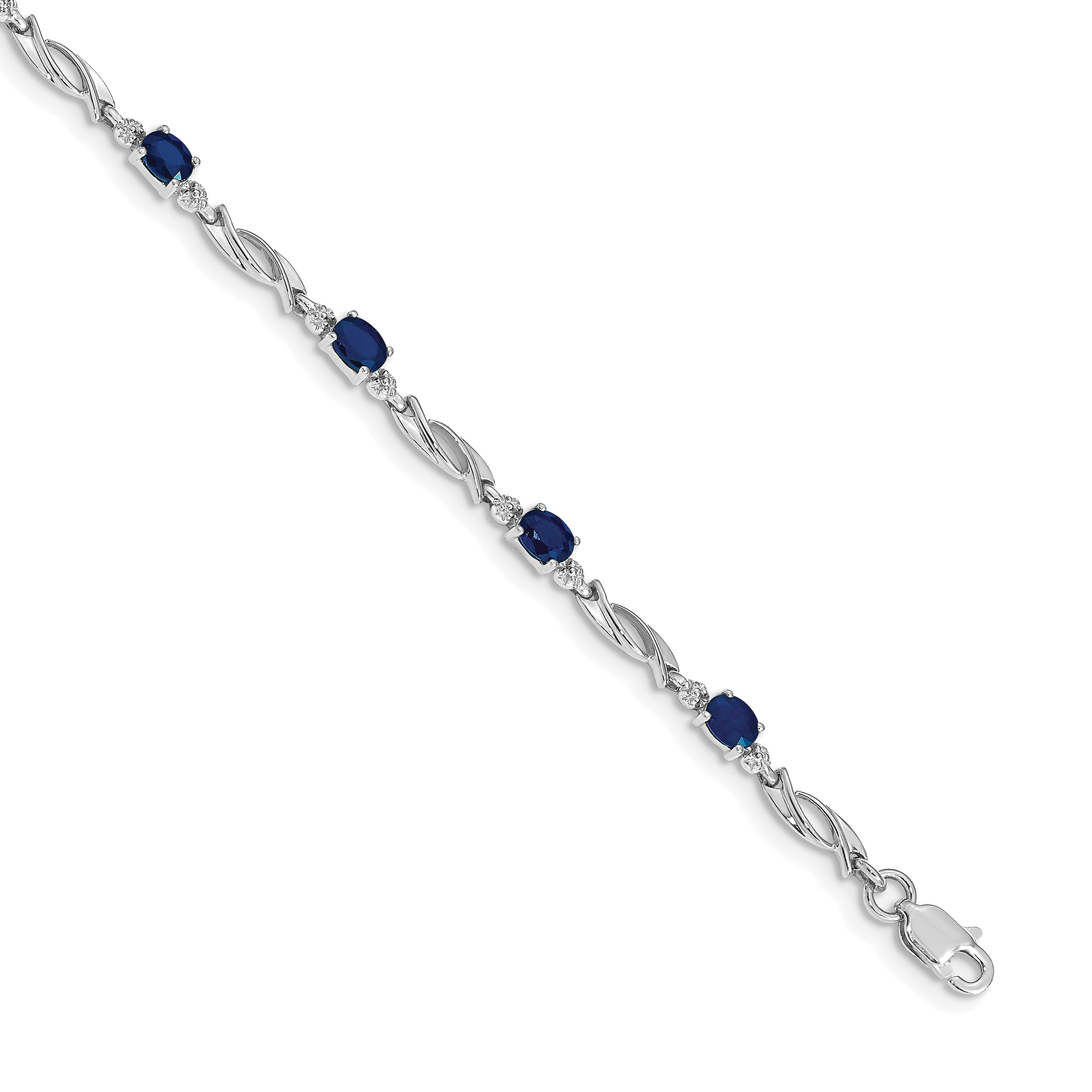 10k White Gold Diamond and Sapphire Bracelet