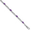 Rectangle Diamond & Amethyst Bracelet in 10K White Gold (0.01 ct. tw.), 7 Inch - Sophia Jewelers