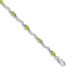 10k White Gold Fancy Diamond and Peridot Bracelet
