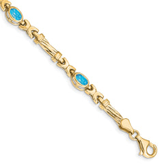 10k Blue Topaz 4 Stone Bracelet