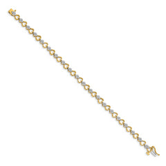 14k 1 carat Lab Grown Diamond VS/SI+ G+ 7.5 inch Heart Link Bracelet