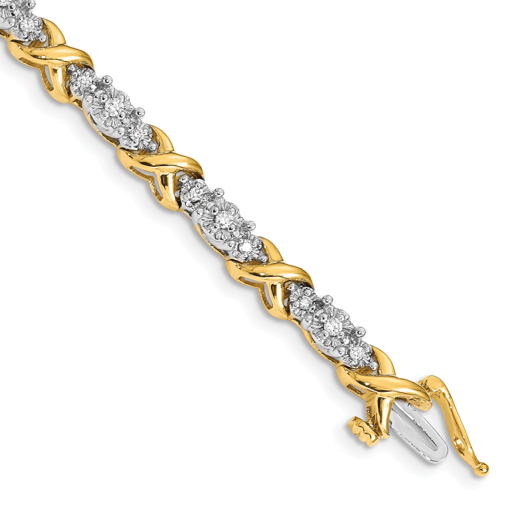 14k Two-Tone 1/2 carat Lab Grown Diamond VS/SI+ G+ 7 inch X Fancy Bracelet