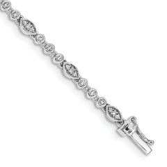 14k White Gold Complete 1/2 carat Diamond Fancy Link 7 inch Bracelet