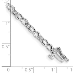 14k White Gold Complete 1/6 carat Diamond Figure 8 Link 7 inch Bracelet