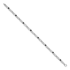 14k White Gold Complete 1/2 carat White and Black Diamond Flower Infinity 7 inch Bracelet