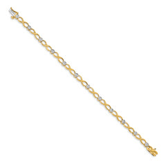 14k Complete 1/8 carat Diamond Infinity Link 7 inch Bracelet