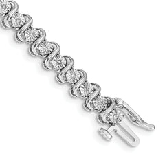 14k White Gold Complete 1/4 carat Diamond S-link 7 inch Tennis Bracelet
