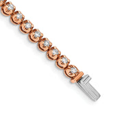 14k Rose Gold Complete 2 carat Round Diamond 7 inch Tennis Bracelet