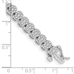 14k White Gold Complete 3 carat Diamond Cluster Setting 7 inch Tennis Bracelet