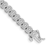 14k White Gold Complete 3 carat Diamond Cluster Setting 7 inch Tennis Bracelet