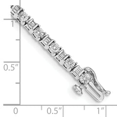 14k White Gold Complete 1 carat Round and Baguette Diamond 7 inch Tennis Bracelet
