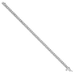 14k White Gold Complete 2 carat Round and Baguette Diamond 7 inch Tennis Bracelet