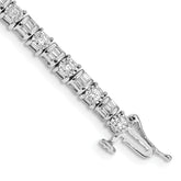 14k White Gold Complete 2 carat Round and Baguette Diamond 7 inch Tennis Bracelet