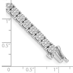 14k White Gold Complete 3 carat Diamond Cluster Setting 7 inch Tennis Bracelet