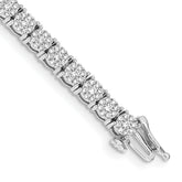 14k White Gold Complete 3 carat Diamond Cluster Setting 7 inch Tennis Bracelet
